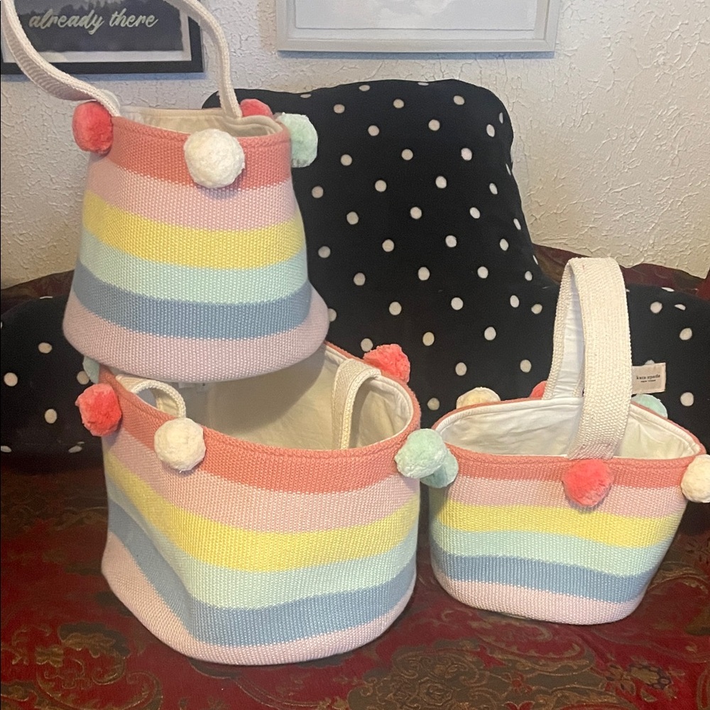 Colorful Striped Kids Easter Baskets (3)